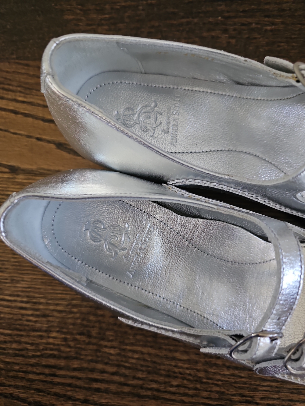The Office Of Angela Scott Miss Margo Silver Mary Jane Flat Sz 37 US 7 Shoes New - Picture 5 of 9